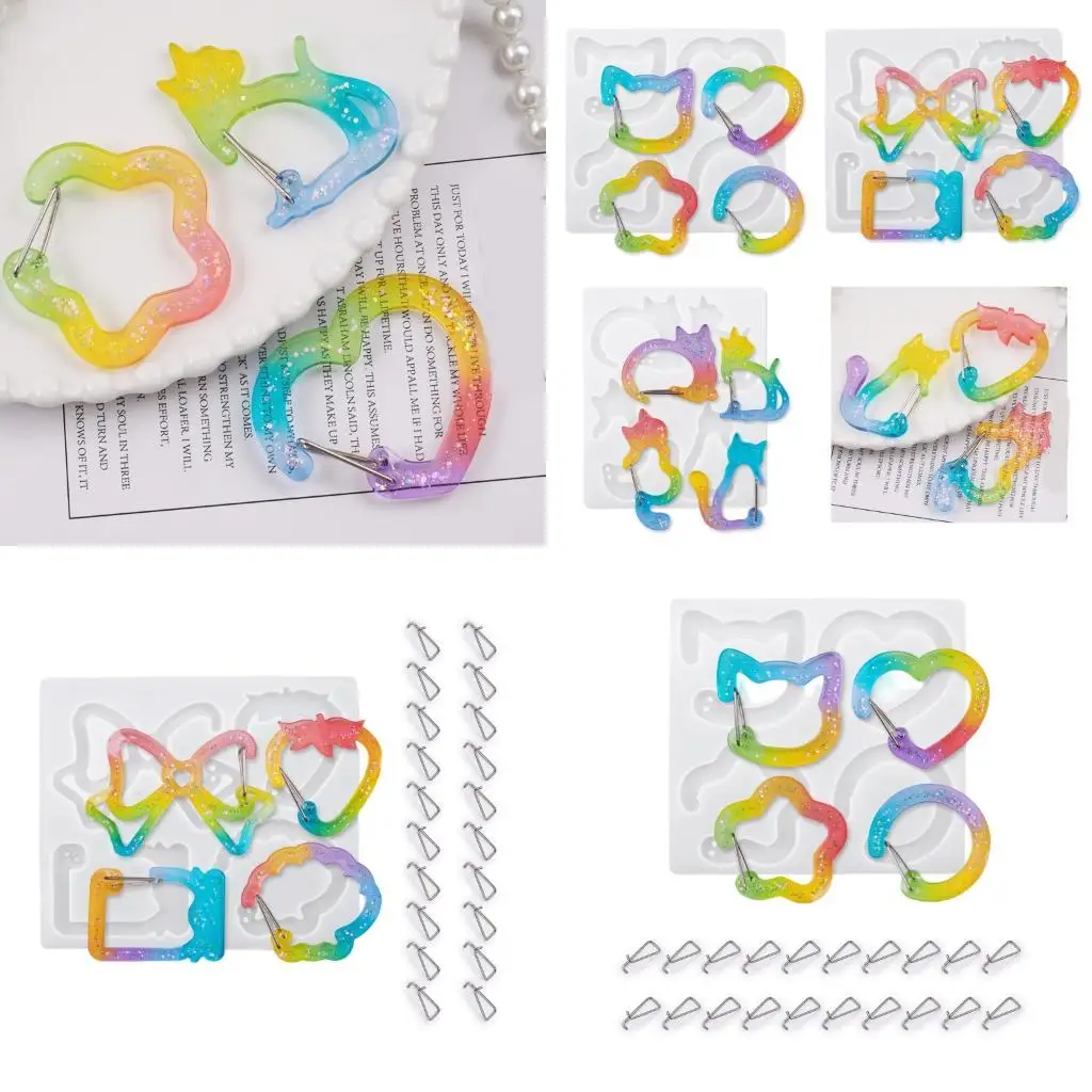 

A52E Handmade Resin Jewelry Making Molds Cats Silicone Pendant Molds for Craft