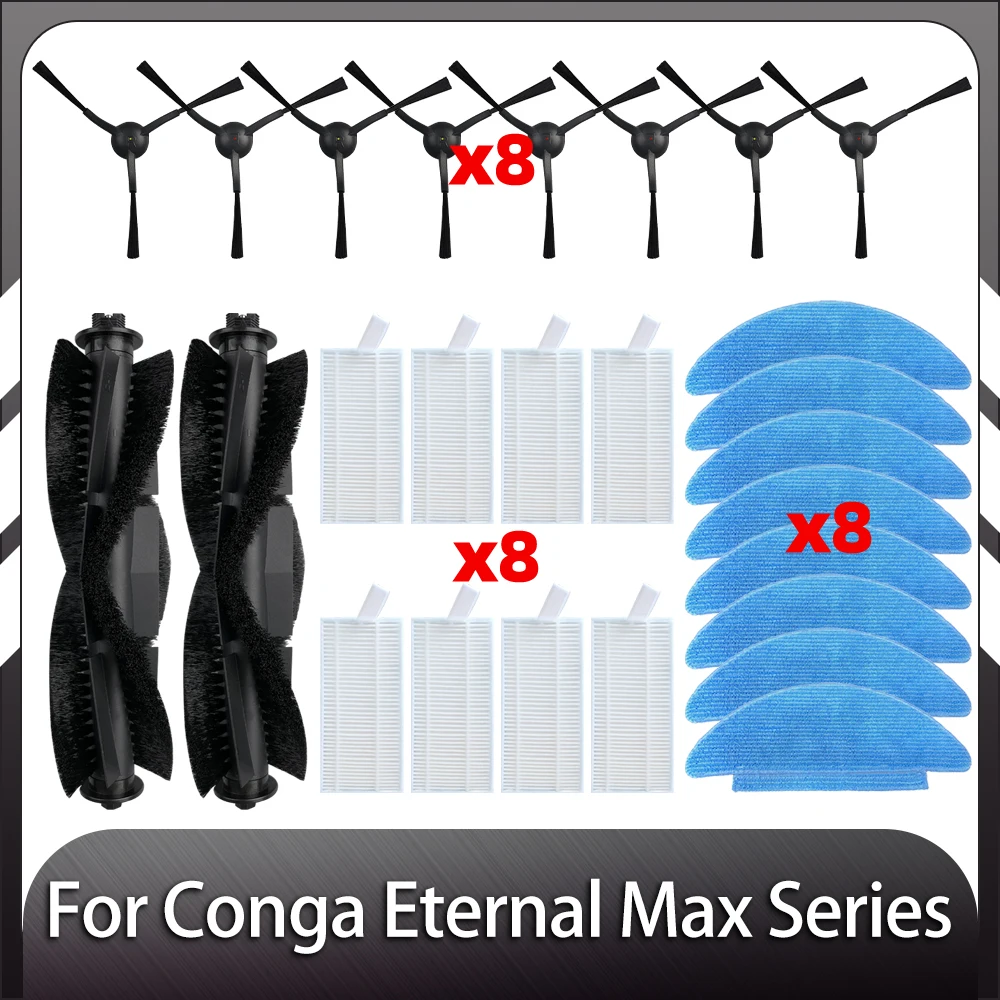 Compatible for Cecotec Conga Eternal Pet Max X-Treme, Ultimate, Titanium, Vital Main Side Brush Filter Mop Parts Accessories