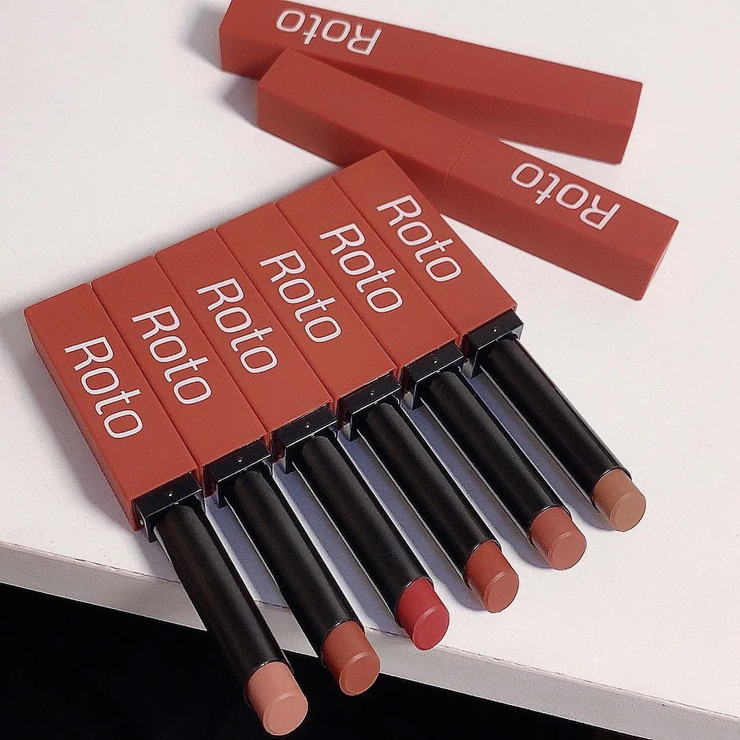 ROTO thin tube matte lipstick velvet matte waterproof non-fading non-stick cup  white lipstick Skin care Free shippment