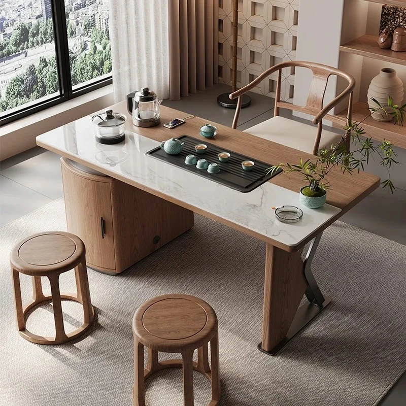 

Комбинация домашнего чайного столика и стула для балкона, стол для приготовления чая из цельного дерева для небольшой квартиры