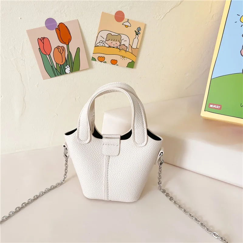 Bolso de mensajero Vintage para niñas pequeñas, bolsa de cesta de PU, monederos de princesa para niños, bolso de mano, monedero de cubo, Bolso pequeño para fiesta, envío gratis