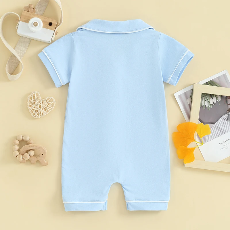 Baby Boy Girl Pajamas Romper Cute Short Sleeve Button Down Jumpsuit Sleepwear Infant Sleepers