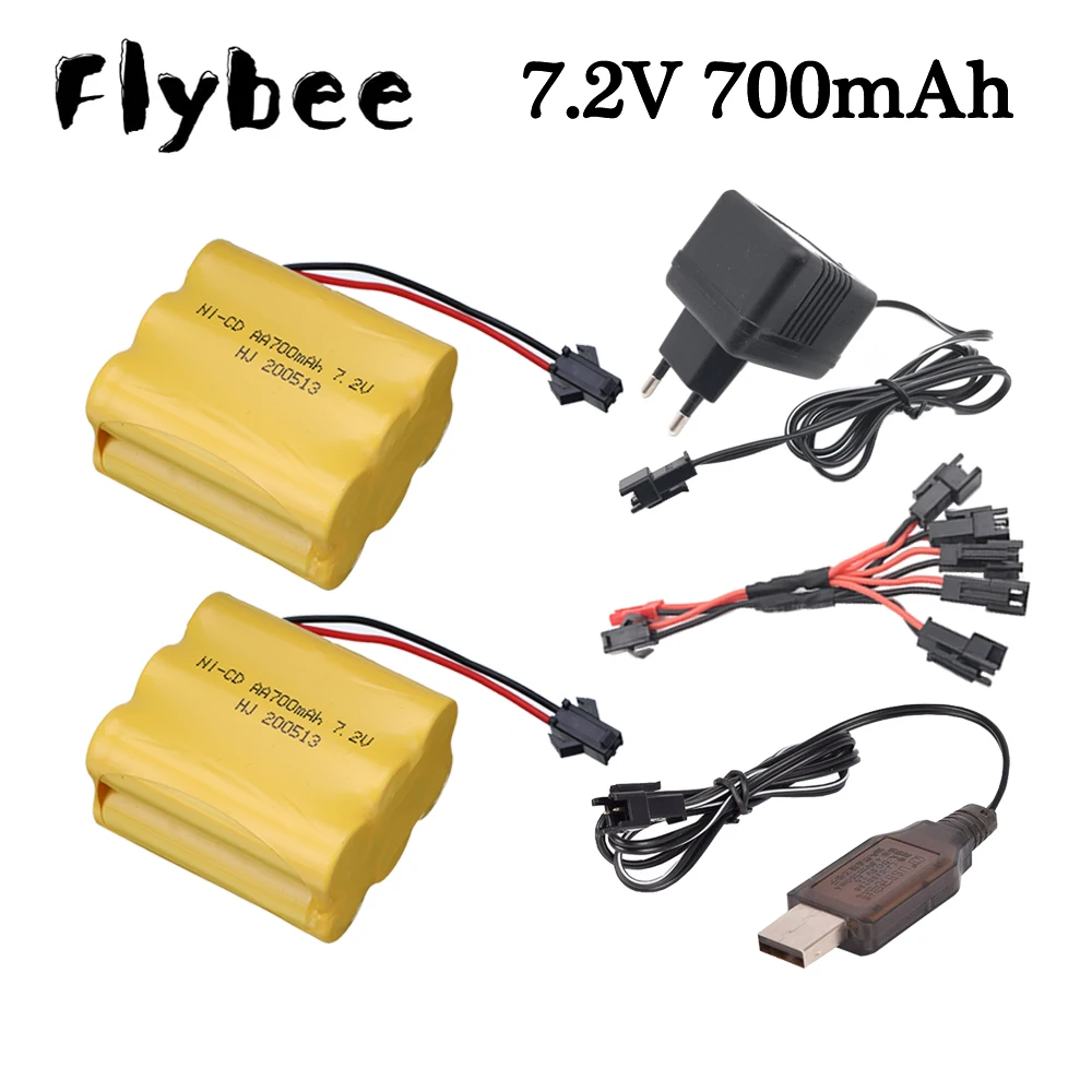 ( SM plug ) 7.2v 700mAh Ni-MH AA Rechargeable Battery / 7.2V Charger Sets for RC Car Truck Boat Tank Upgrade 6*AA 7.2 V 700 MAH