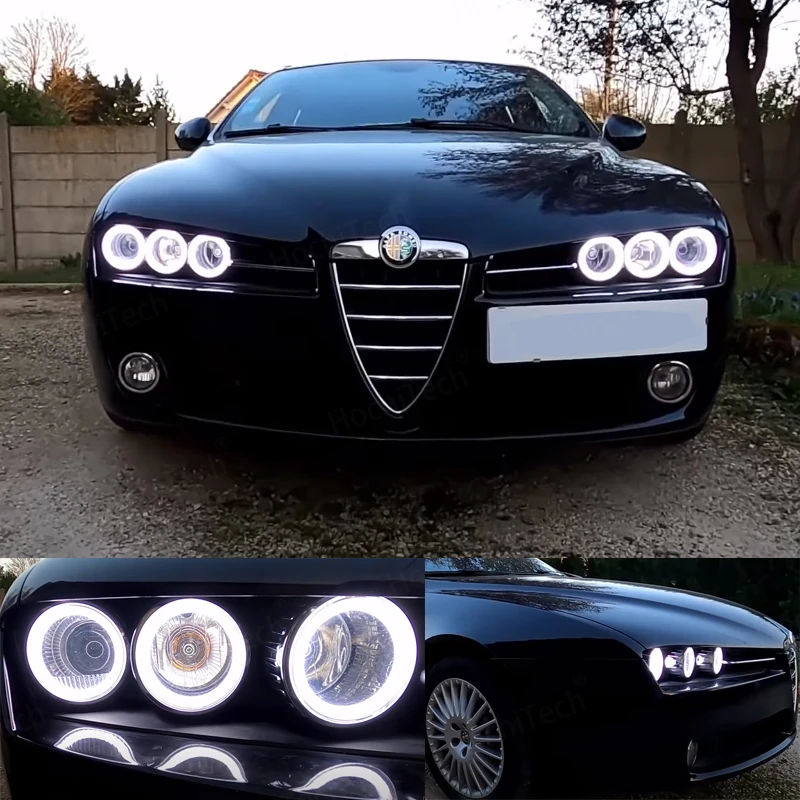 Switchback super brilhante luz do dia dupla cor drl algodão led anjo olhos halo anéis kit para alfa romeo brera aranha 159 2005-2011