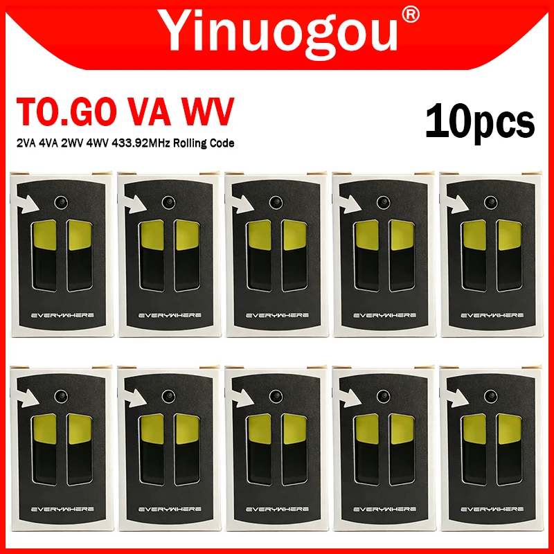 TO.GO 2VA 4VA 2WV 4WV Garage Door Remote Control 433.92MHz Rolling Code TO.GO-VA TO.GO-WV Gate Remote Control 433MHz Transmitter