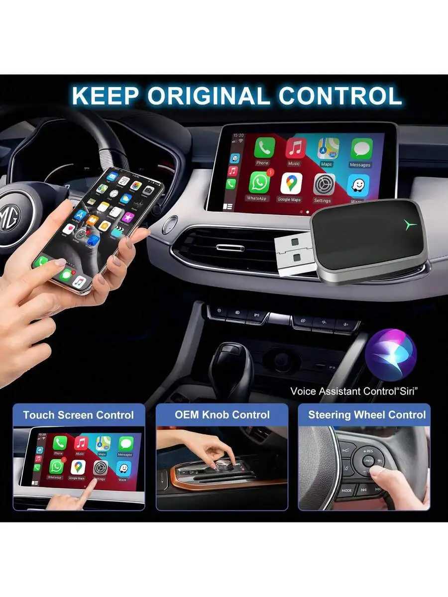 Compact Wireless CarPlay & Android Auto Converter: Wired To Wireless Adapter For iOS 10+ And Android 11+ With Stable Link