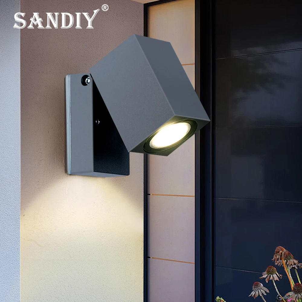 SANDIY External Wall Light Sensor Street Balcony Lamp Motion Detector Garden Lighting Fixture Waterproof IP65 Terrace Luminaire