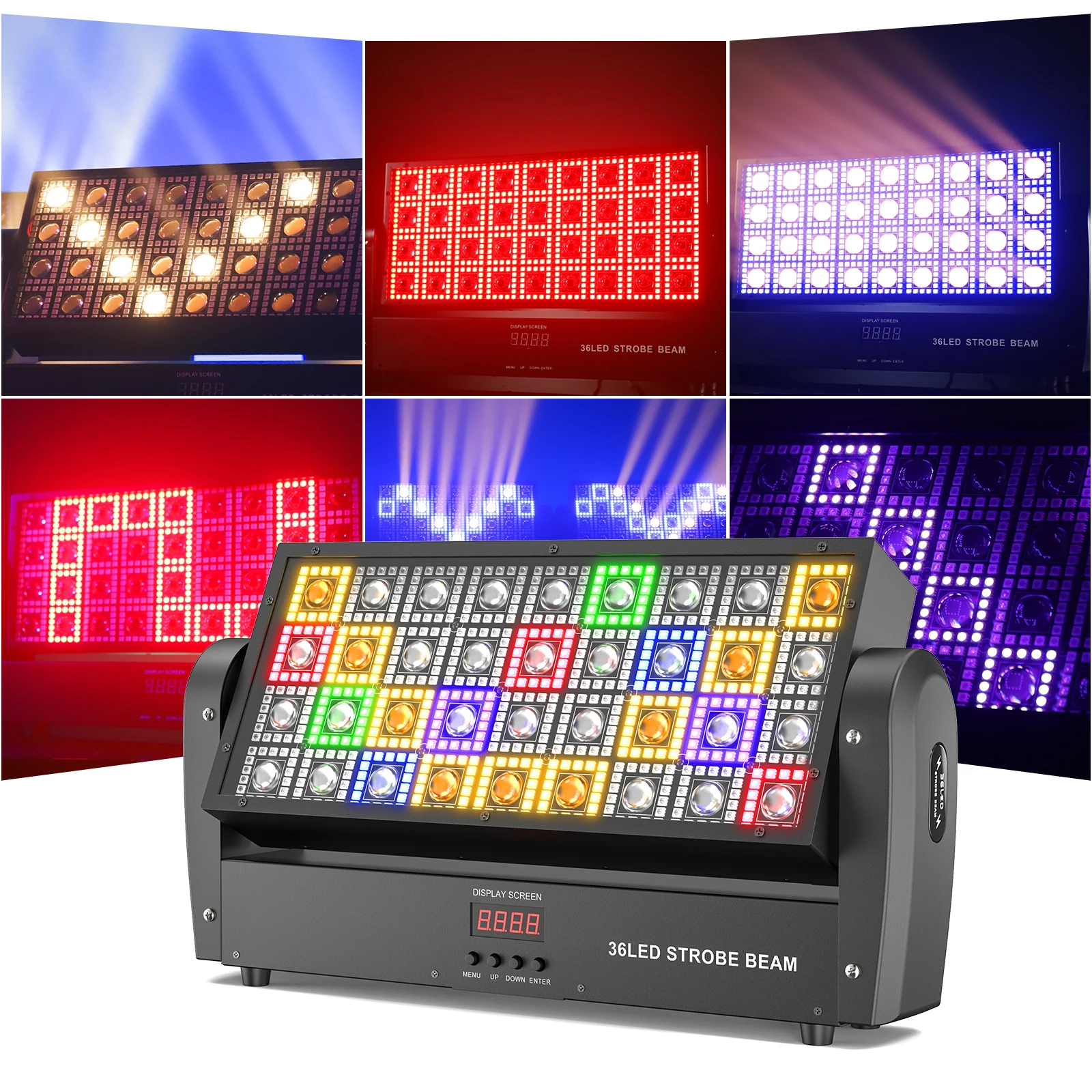 

Fieryzeal 200W LED Strobe Light RGB Flash Wall Wash Light DMX512 Strobe Beam Stage Light Effect for DJ Disco Bar Party Wedding