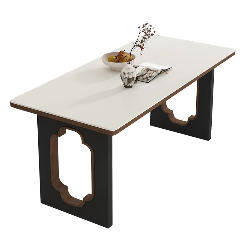 

Solid wood dining table household rectangular, new Chinese style, desk walnut zen tea table