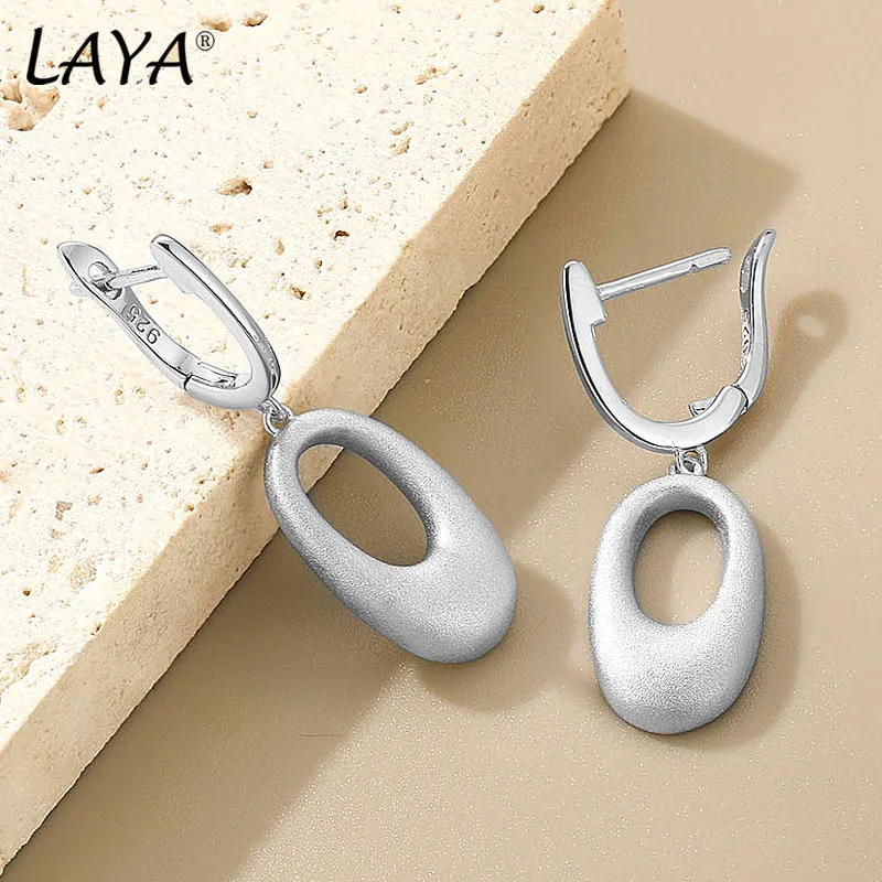 LAYA Real 925 Sterling Silver Creative Designer Fine Jewelry Minimalism Stereoscopic Circle Dangle Earrings for Women 2022 Trend