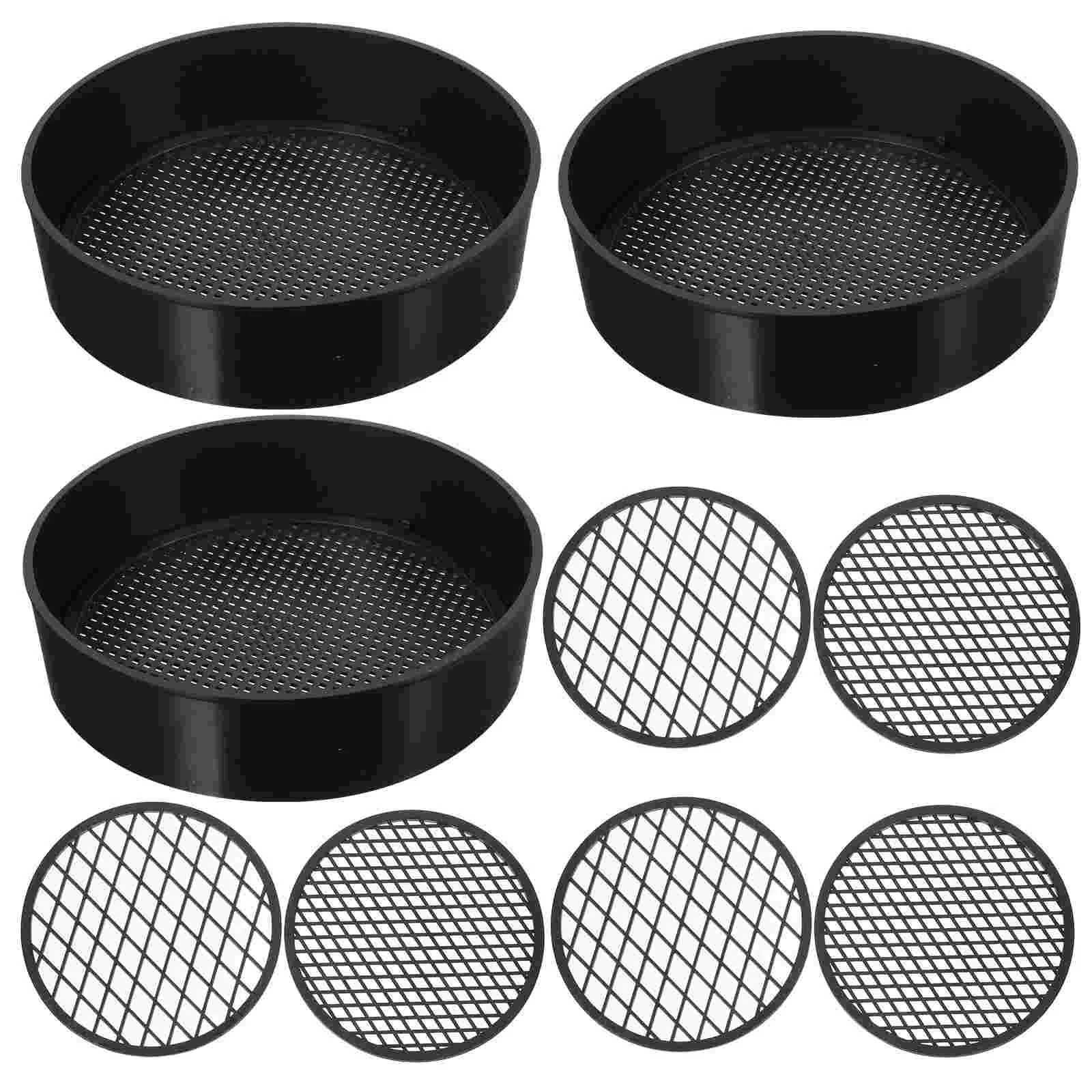 

3 Sets Tool Screen Soil Sieve Sifter Garden Riddle Plastic Gravel Grid Gardening