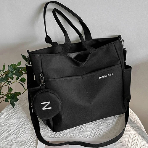 Imagen 1 del producto Conjunto de bolsa de viaje, ligera, de gran capacidad, con mini bolso, bolso con asa impermeable, carteras para estudiantes Preppy de nailon