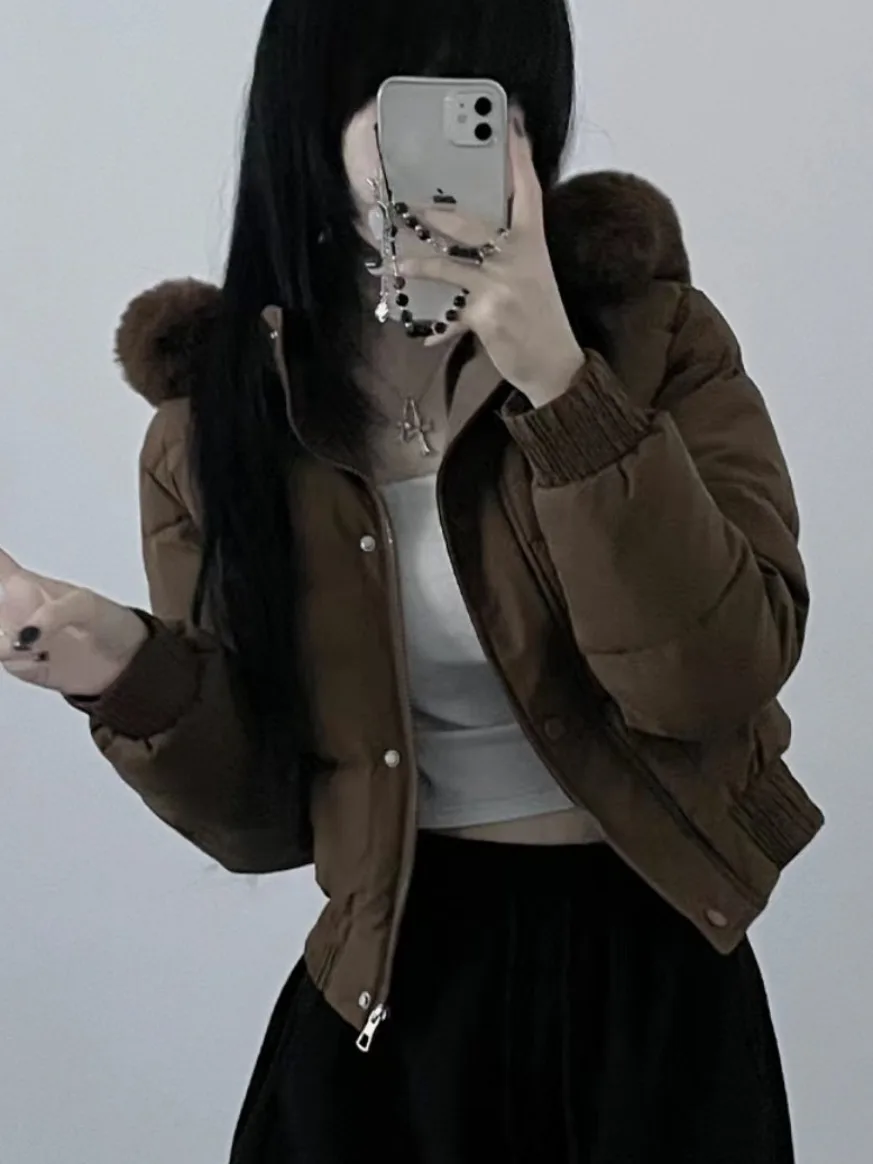 Chic Winter Thiened ort Bread Coat Women's Faionable Hooded Fce Lined Cotton Jaet Long Sve Outerwear