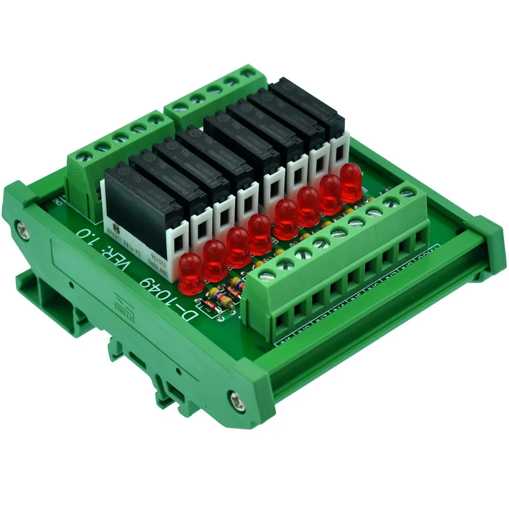 

CZH-LABS Slim DIN Rail Mount DC5V Sink/NPN 8 SPST-NO 5A Power Relay Module, APAN3105