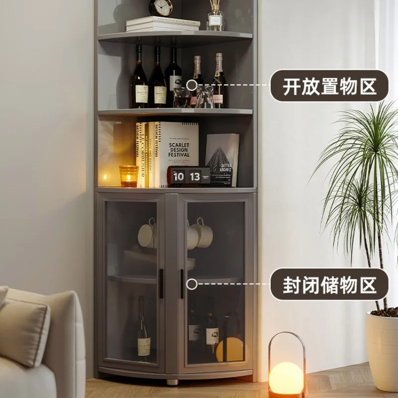 Italian style corner cabinet transparent door wall corner bedroom storage cabinet triangular storage rack living room corner