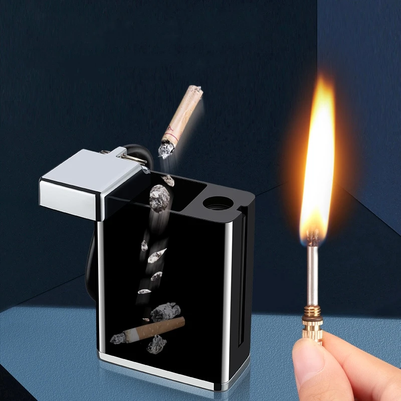 New Metal Windproof Match Kerosene Lighter Outdoor Waterproofing Mini Portable Ashtray Lighter Gift For Men