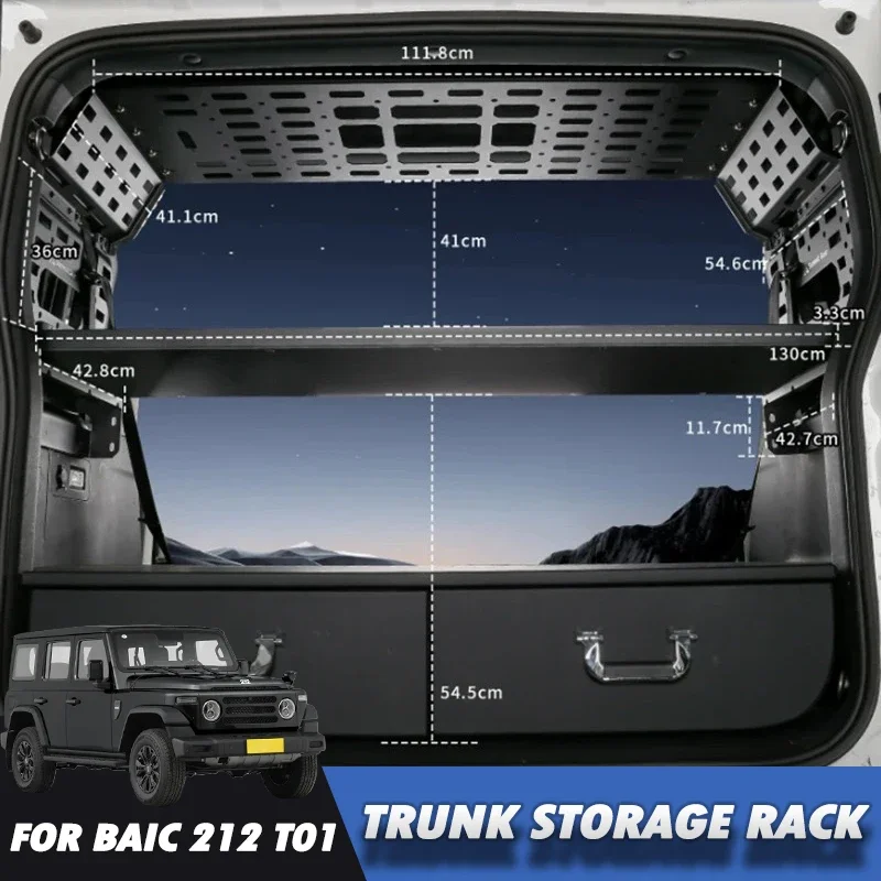 Neu! Kofferraum-Aufbewahrungsregal für BAIC 212 T01 2024 2025 Hinteres Laderaum-Organizer-Regal Erweiterbares Heckklappenregal Offroad-Zubehör