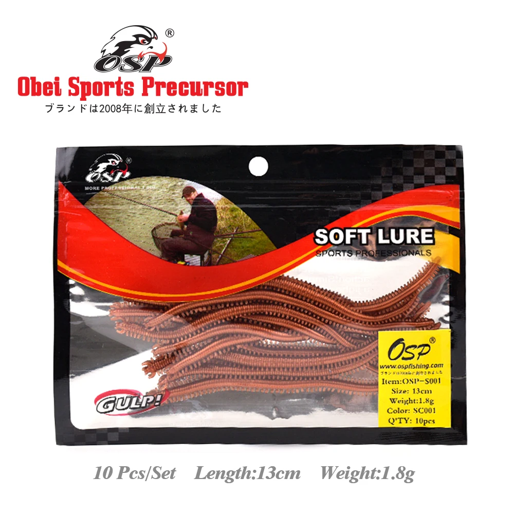 

OSP 10PCS/Set Soft Worm Fishing Lure 130mm 1.8g Professional Fishing Accessories Artificial Silicone Baits Sea Fishing Lures