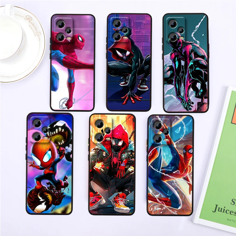 Spider-Man Art Cool For Xiaomi Redmi Note 13 12R 12 12S Turbo 11 11T 11S 10 10S Pro Plus 5G Black Funda Phone Case