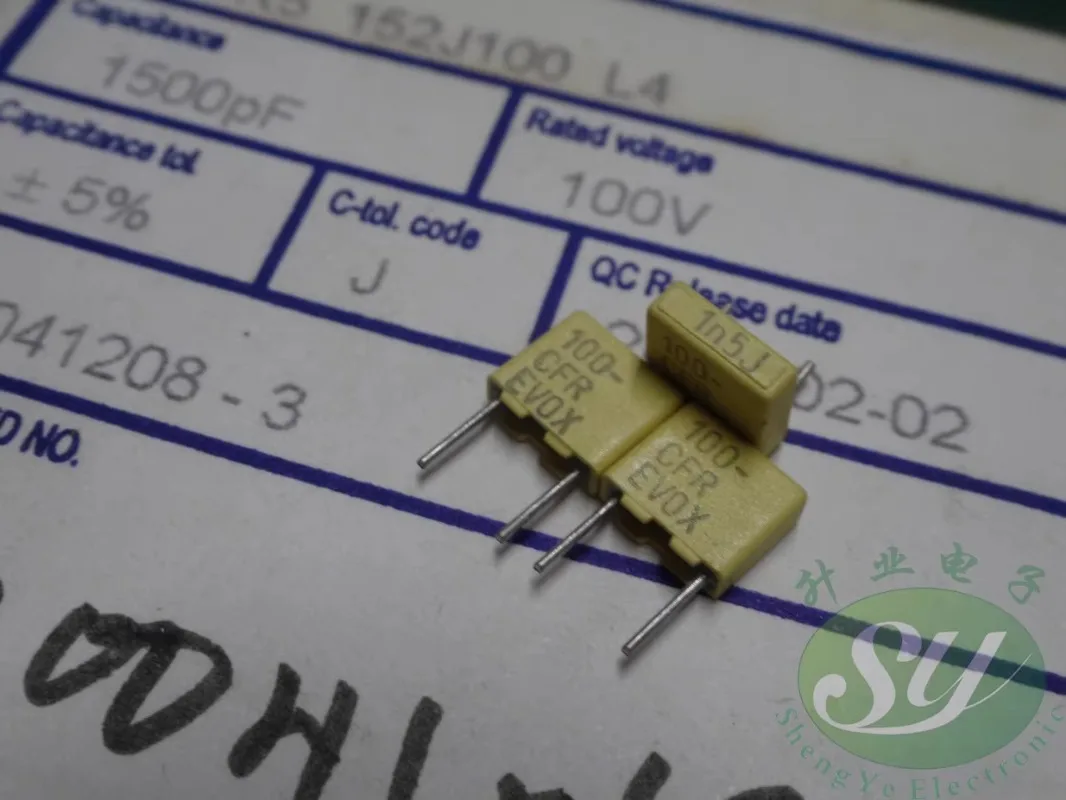 50 peças evox cfr5 0.0015uf/100v 1500pf 1n5 1.5nf 152 novo capacitor de filme 5mm