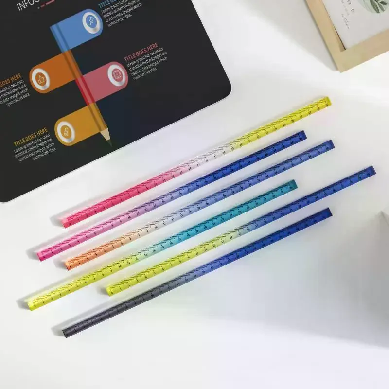 Colored Ruler And Cube – 2-in-1 Geometric Drawing Tool, Math Learning Stationery Set, Drawing And Measuring Supplies