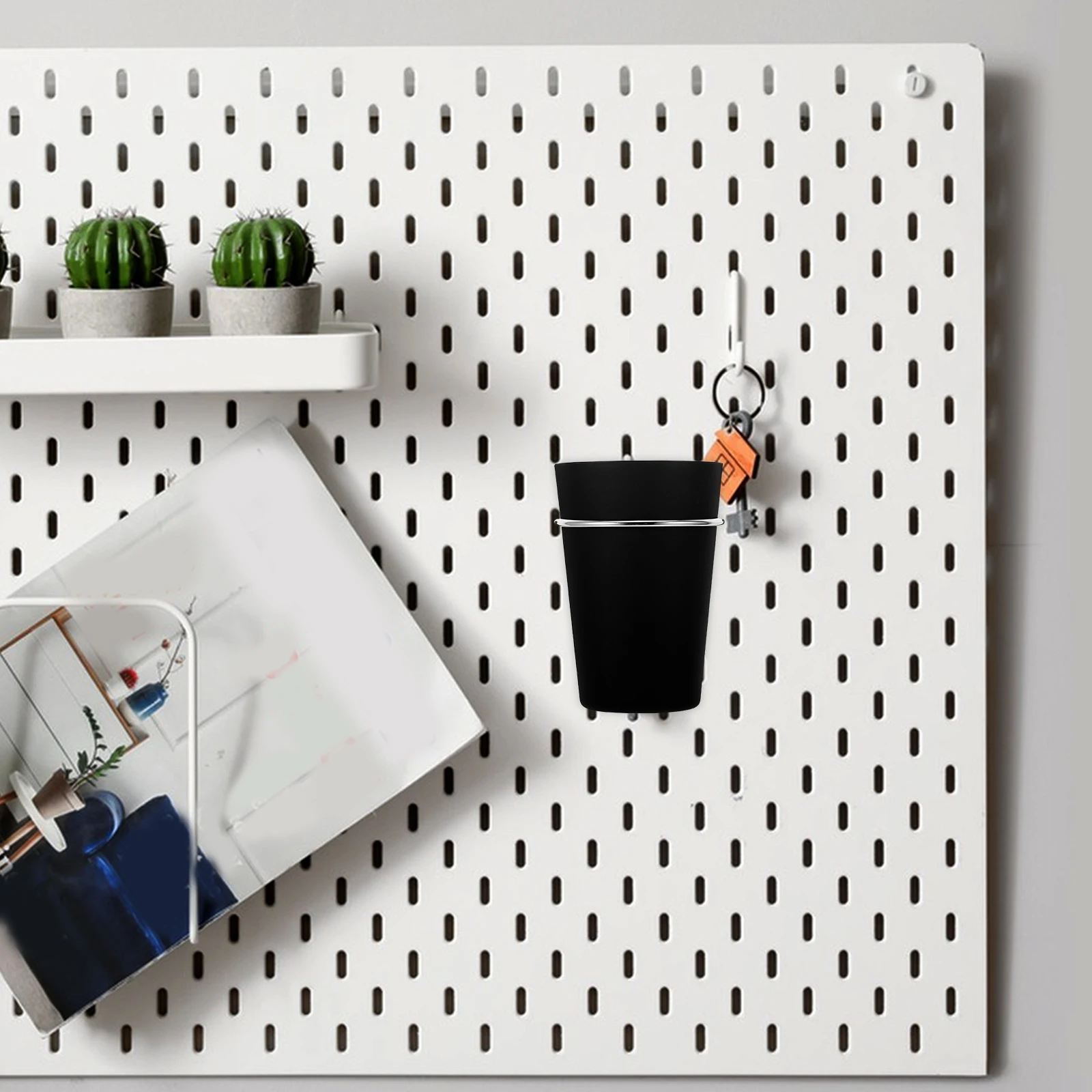 

6pcs Storage Cup Peg Board Organizer Cups Hooks Holder Pegboard Shelf Wall Mount Desk DIY Plastic Retail Display Tool