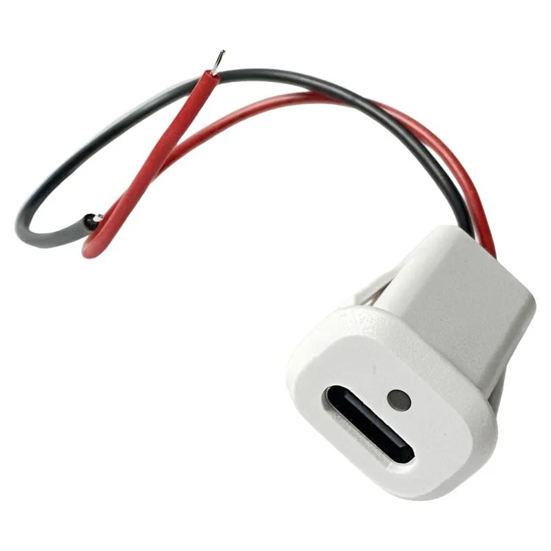 Type C 2Pin Female Connector Oval Direct Press with Red Green LED Indicator Wired Charging Port for Desk Lamp Car Bike DIY
