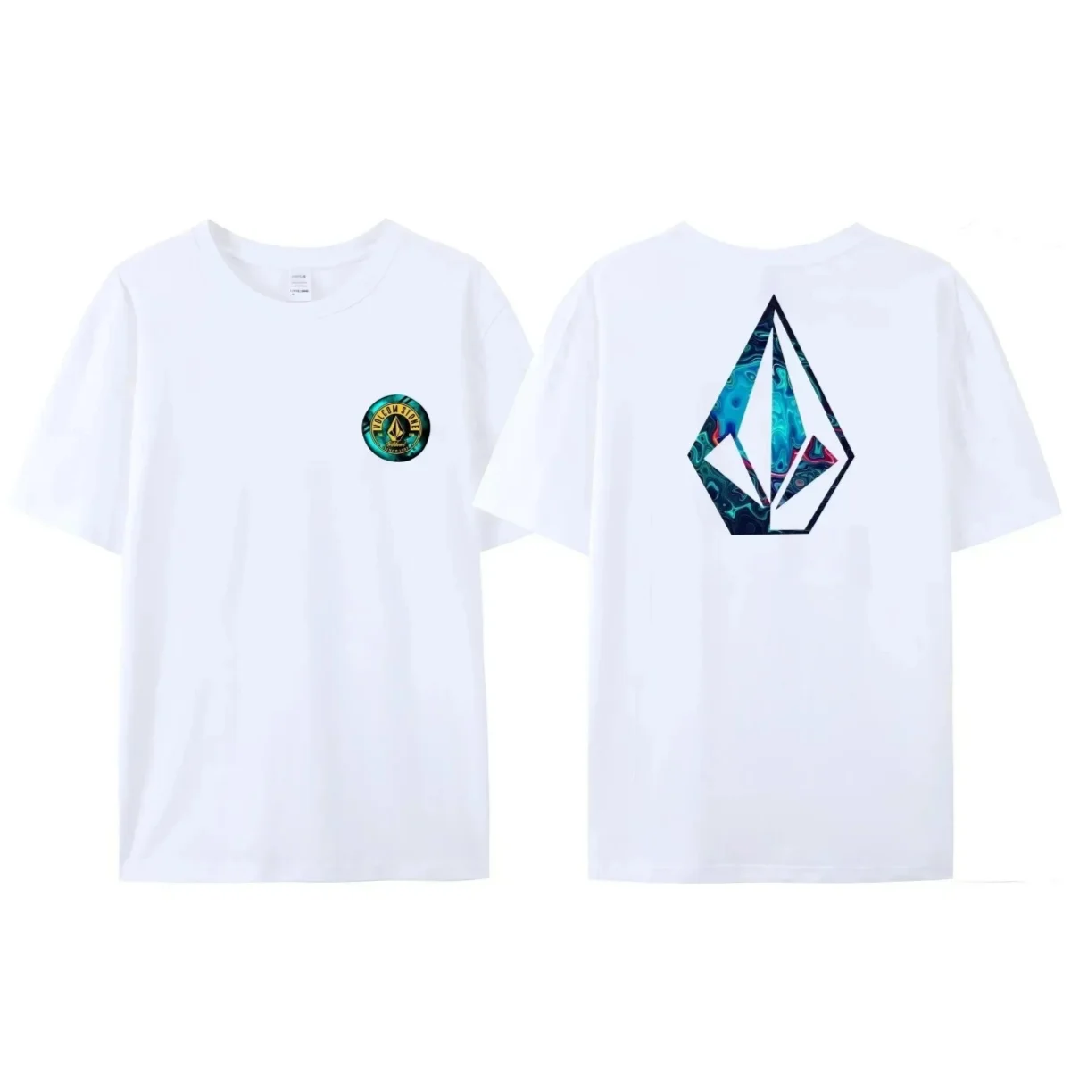 New Sale Volcom Obsidian Summer T-Shirt Men's 100% Cotton Comfortable Stylish Short Sleeves High Quality Double Sided Tees