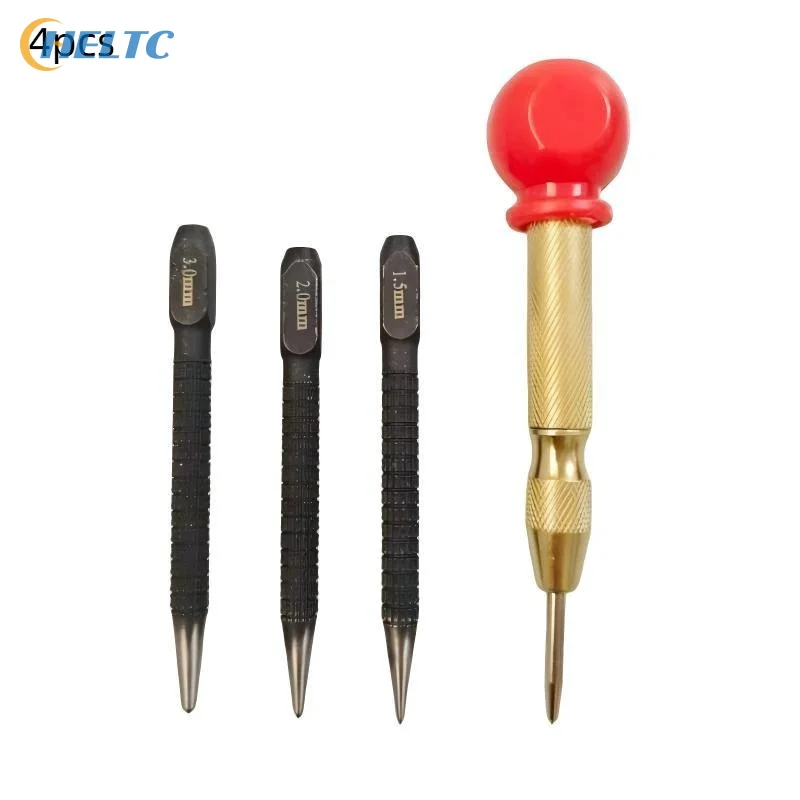 Carbon Steel Center Punch Set Non Slip Grip 1.5mm 2mm 3mm For Woodworking Metal Drilling Positioning