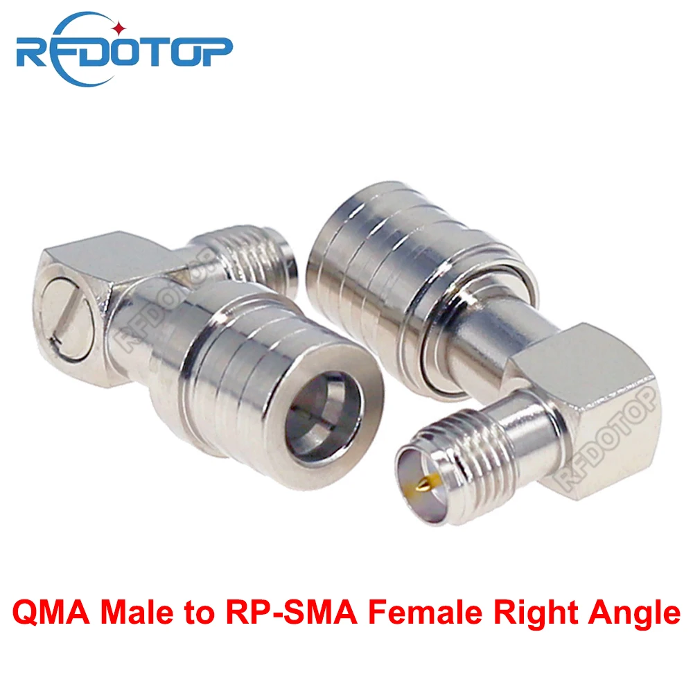 1 Conector QMA Macho a RP-SMA Hembra en Ángulo Recto para Antena de Radio Wifi, Adaptador Coaxial RF RPSMA-QMA-JWJ de Alta Calidad