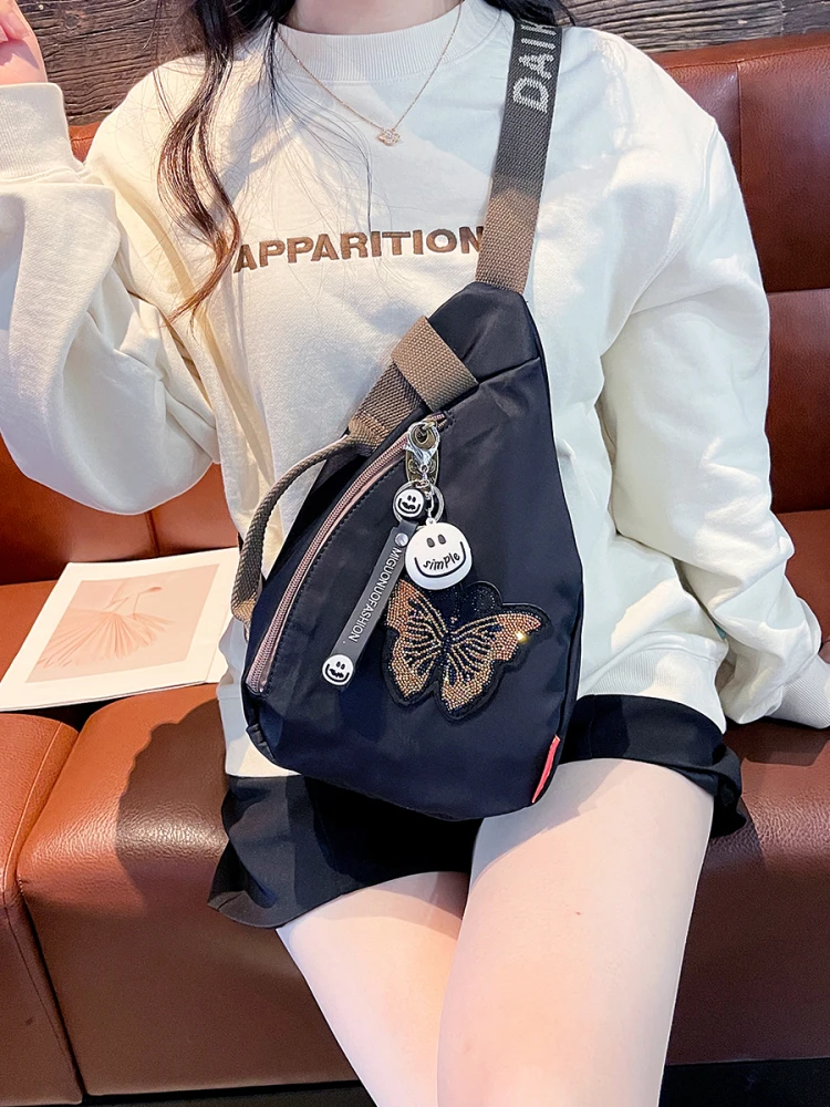 new-chinese-style-women's-fashionable-versatile-oxford-cloth-lightweight-crossbody-bag-water-diamond-design-casual-shoulder-bag