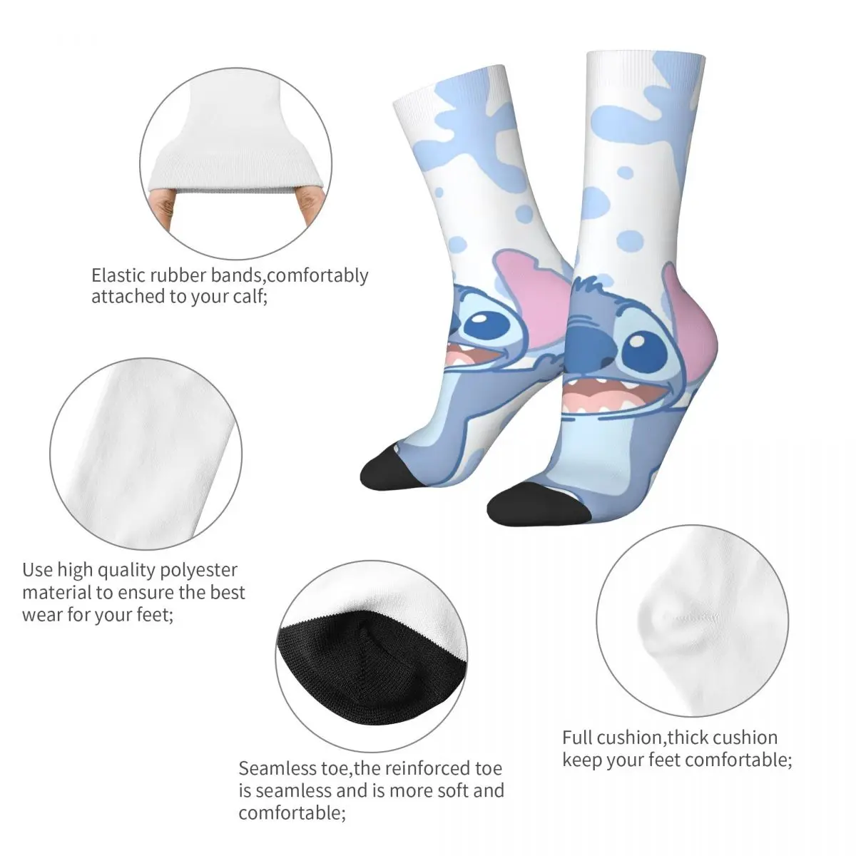 Autumn Winter Funny Unisex Cute Lilo And Stitch Socks Breathable Sports Socks