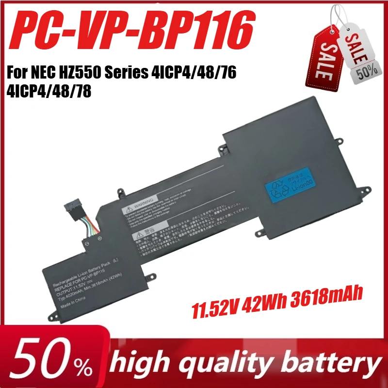 

11,52 В, 42 Втч, 3618 мАч, PC-VP-BP116, аккумулятор для ноутбука NEC HZ550 Series 4ICP4/48/76 4ICP4/48/78