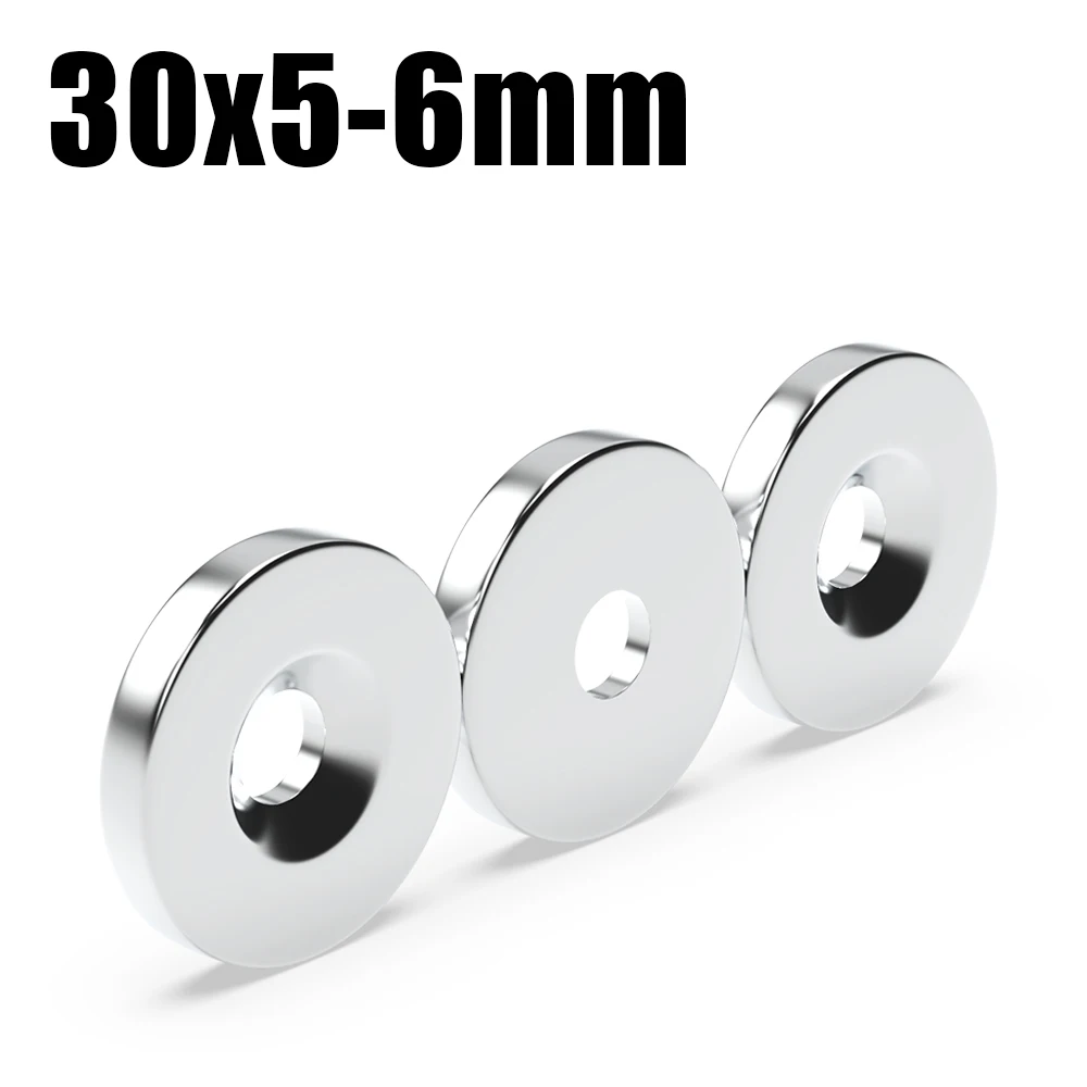 2/5/10/20/50Pcs N35 Super Strong Magnet 30mm X 5mm Hole 6mm Round Magnetic NdFeB Neodymium magnet Powerful Disc imanes with hole