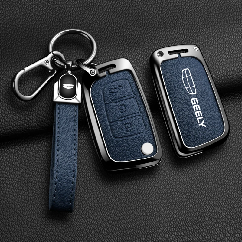 For Geely GX3 EC7 EC8 GC6 EC715 EC718 Emgrand7 EU7 EC7-RV EC718-RV  3 Buttons Metal Leather Car Key Case Cover Protect Shell view 6
