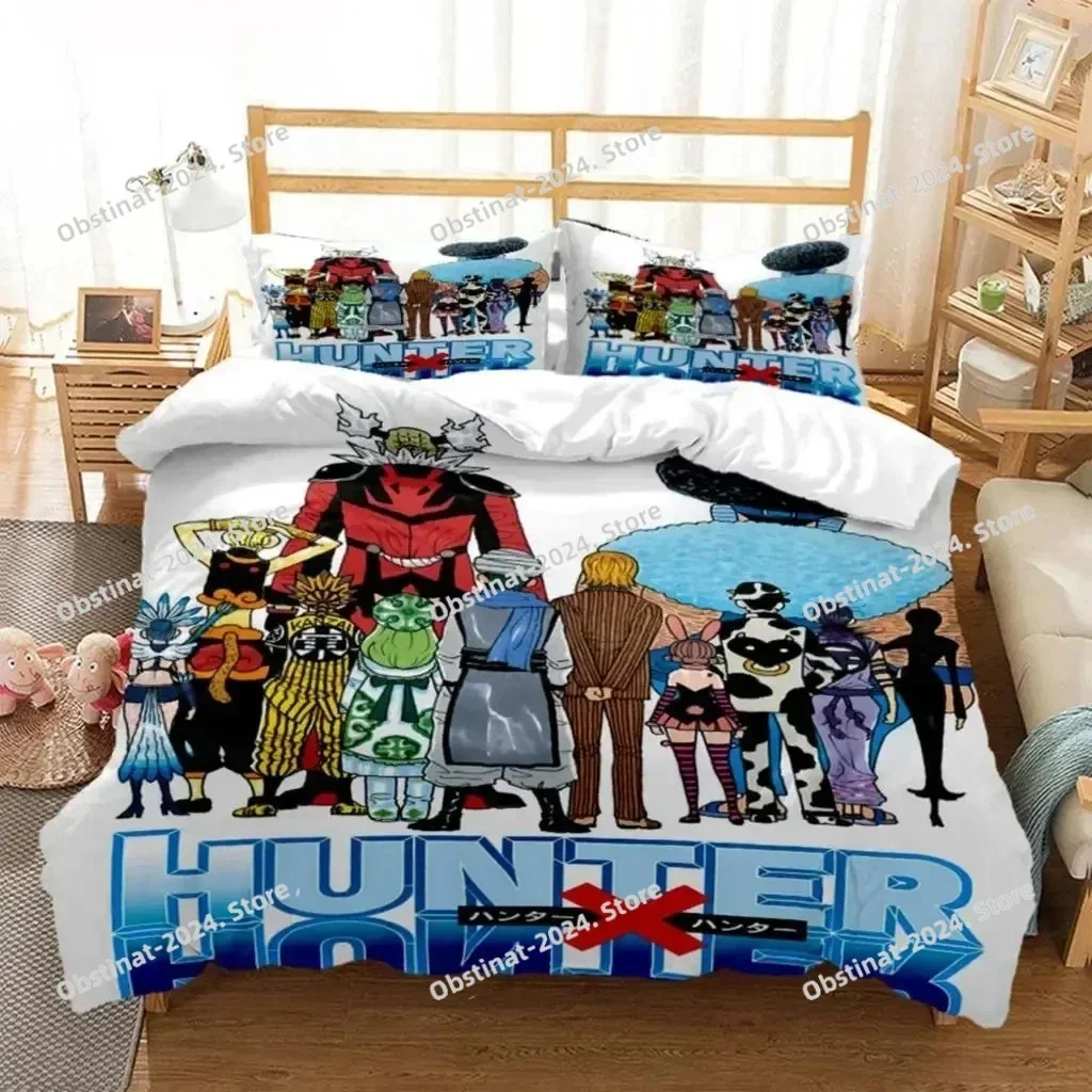 Anime HUNTER HUNTER 3D Printing Comforter Bedding Set,Duvet Cover Bed Set Quilt Cover Pillowcase,King Queen Size Bedding Set Kid