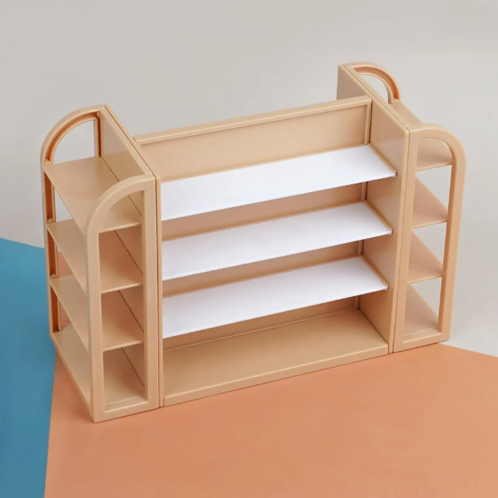 أثاث مصغر لبيت الدمى، أرفف سوبر ماركت مصغرة لبيت الدمى، كاكي #3