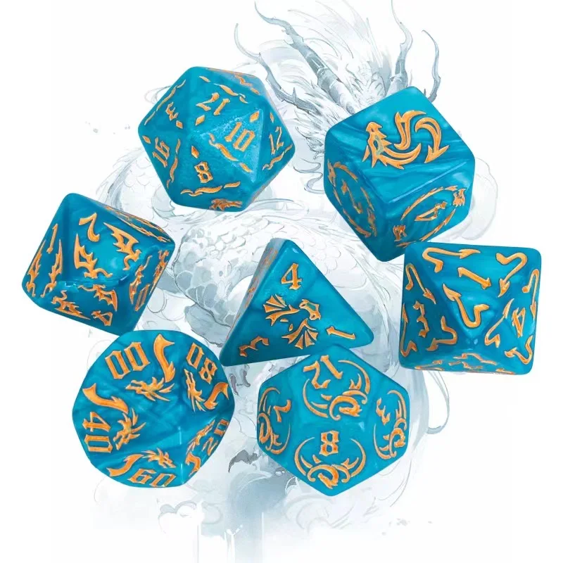 

Новый набор из 7 игральных костей DND с новым дизайном: D4, D6, D8, D10, D12, D20, многосторонние кубики семи цветов для настольных игр, высокое качество.