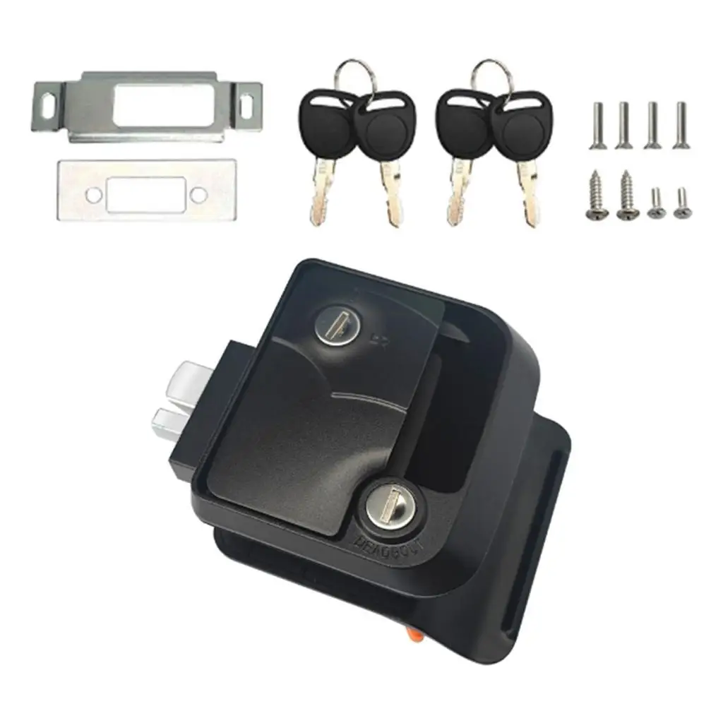 Entry Door Lock Paddle Deadbolt Latch Handle Black for RV Travel Trailer Camper Home Cabinet Security