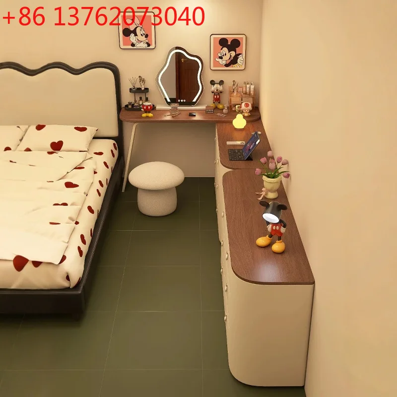 خزانة ملابس من الخشب الصلب مدمجة وحديثة وبسيطة لغرفة النوم وطاولة مكياج لتخزين الشقة الصغيرة #1