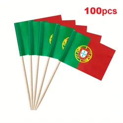 100PCS Portugal Mini Flag Toothpick, Paper Cheese Markers for Party Buffets, Cupcakes