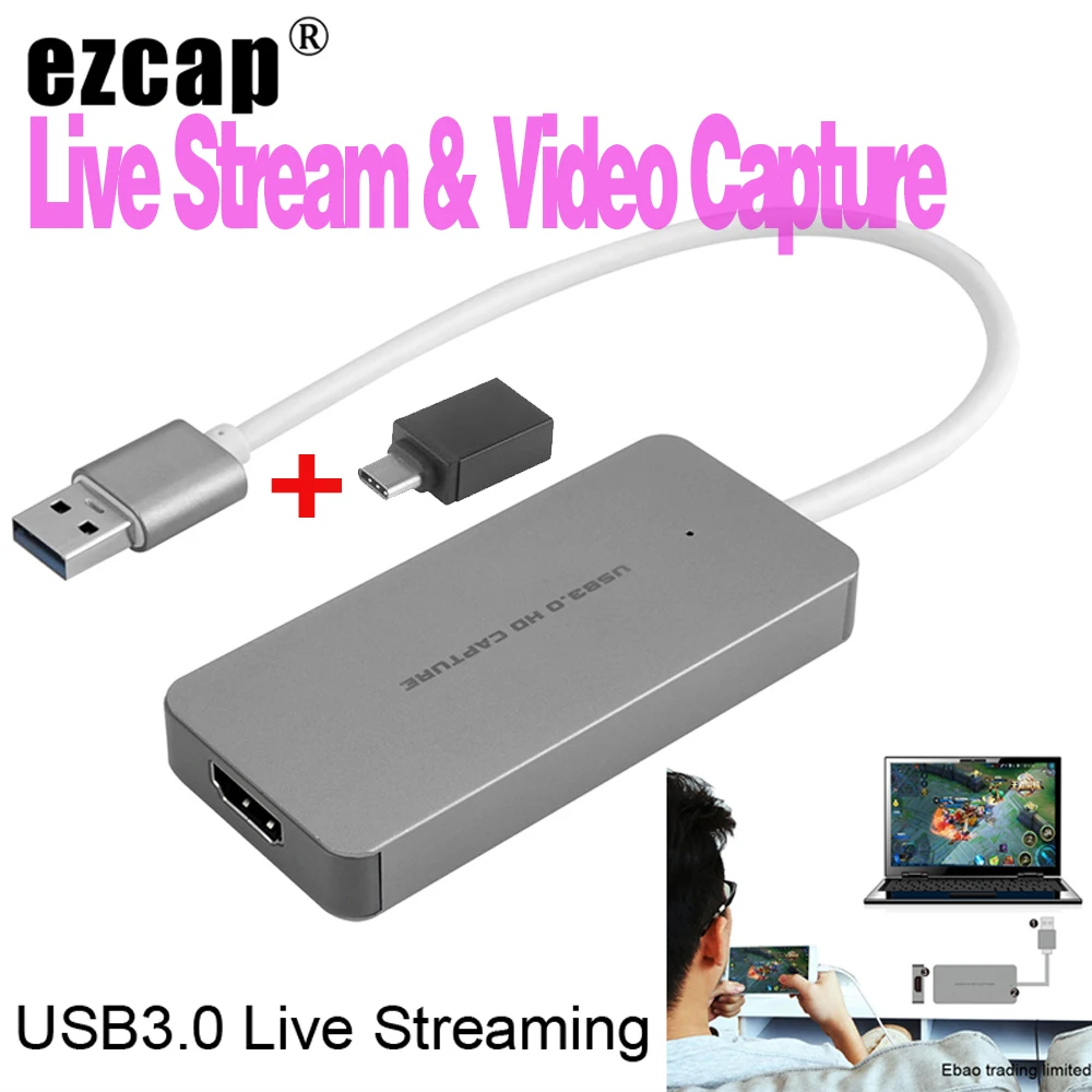 Ezcap 1080P Full HD Video Recorder 265C HDMI to TYPE C Video Capture Card Device For Windows Mac Linux Support Live Streaming