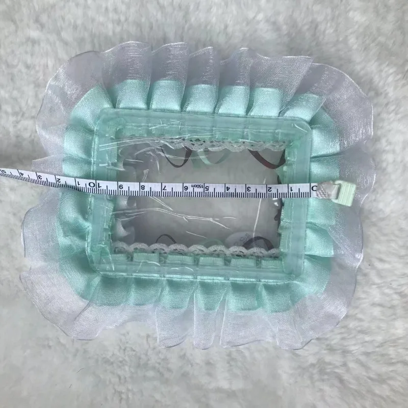 Niedlicher Hasenohren-Fotokartenhalter DIY Minzbonbon-Spitzenschleifen-Badge-Basis Kawaii Lolita Tragbare Itabag Innendekor Fotokartenhülle – Detail 2