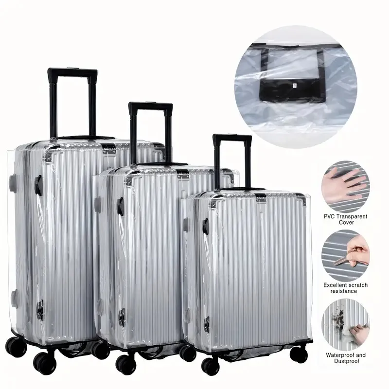 18-30 Inch Suitcase PVC Cover Protector, Transparent Luggage Cover Waterproof Wheeled Suitcase Dustproof Sleeve Travel Accessory