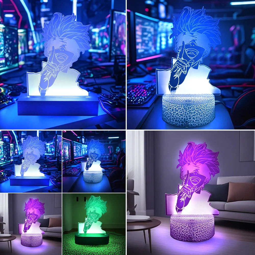 

3D LED Lamp Gojo Satoru Adjustable Brightness Night Light Anime Gaming Room Bedside Table Decor Domain Expansion Xmas Gifts