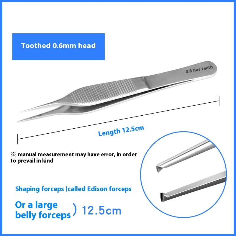 12.5cm Ophthalmic Tissue Tweezers Platform Forceps with Hook No Hook Ophthalmic Instrument Stainless Steel