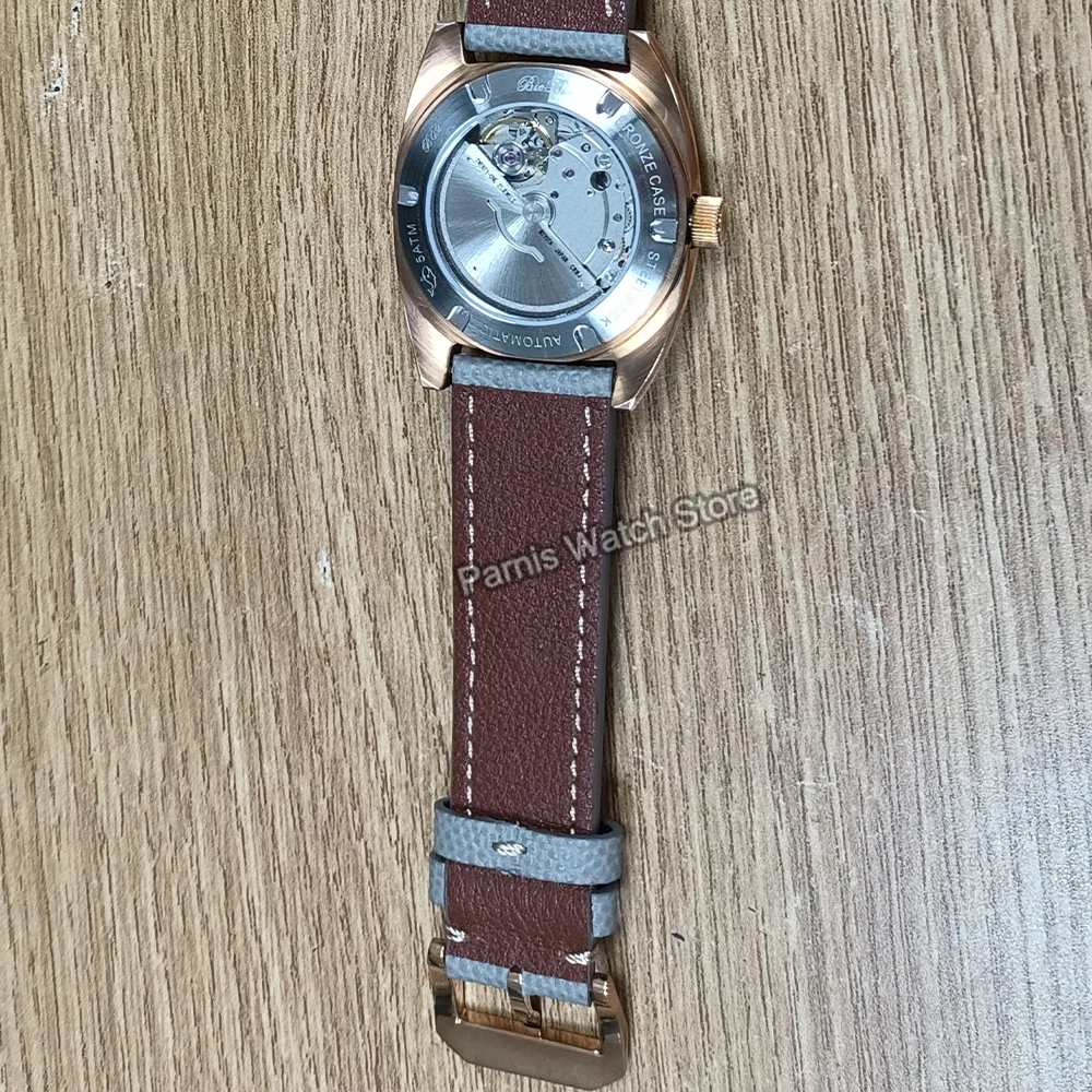 2025 Nuovo arrivo 37,5 mm Orologio automatico in materiale bronzo 5ATM Orologio da polso con pennarelli luminosi impermeabili