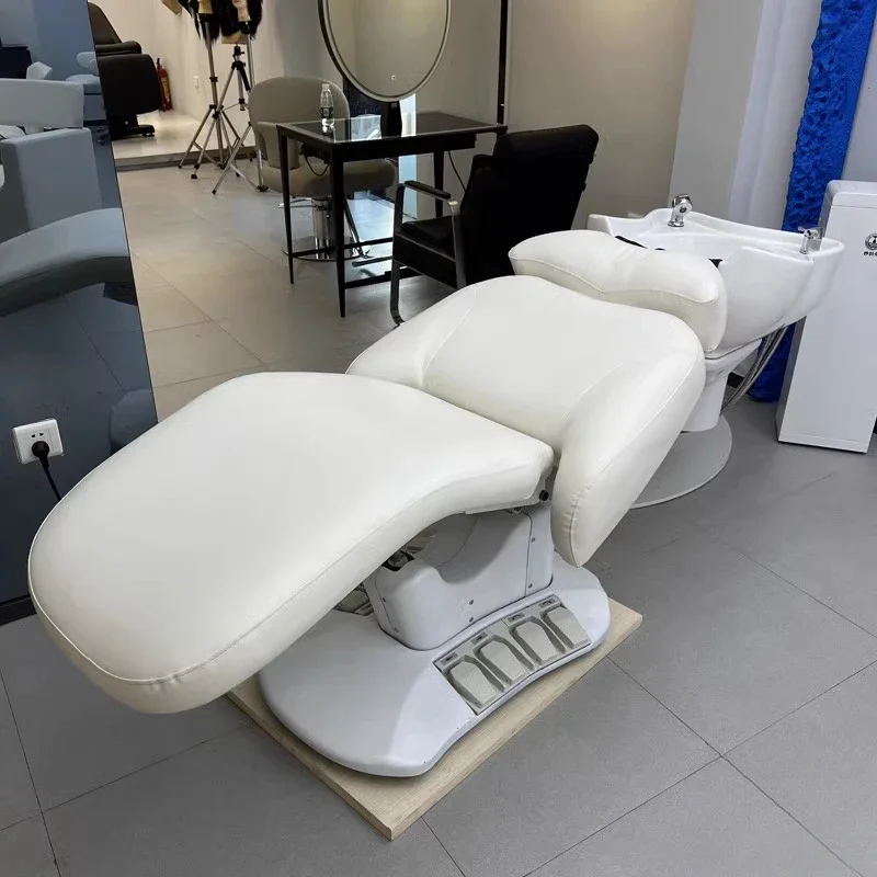 X4 High-end trendy barber shop shampoo bed hair salon special ceramic basin half lying flush bed
