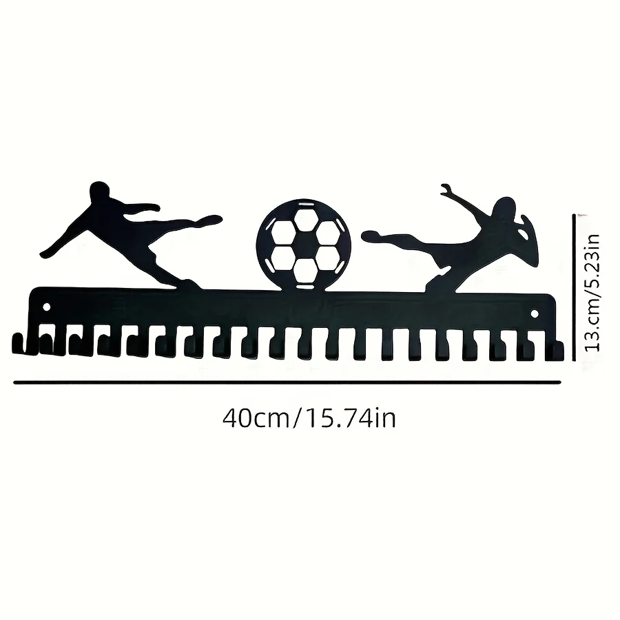 Estante de exhibición con gancho para medallas de fútbol, ​​1 pieza, estante para medallas, metal de acero negro sólido, montado en la pared, adecuado para más de 50 medallas, fácil de instalar, estante de exhibición con gancho. Se vendieron 4,704 piezas.