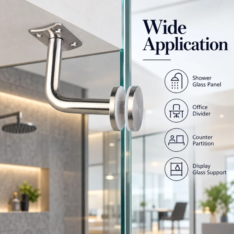 Stair Handrail Glass Support Bracket, Fixed-Mount Hardware With Rust Resistant Coating for Staircase Glass Railing M4YD